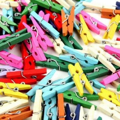 Toptan 1000'li Ahşap Rengarenk Mini Mandal