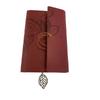 Yaprak Tasarımlı Deri Kapaklı Defter (Metal Yaprak Detaylı)